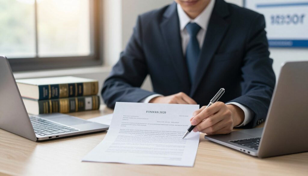 A calm and organized office environment with a focus on a professional, well-dressed person sitting at a desk, surrounded by documents and a laptop. The foreground features a hand holding a pen poised over a formal appeal letter, symbolizing the process of contesting a fine. In the middle ground, a stack of legal books and a computer screen displaying a reference website about appealing fines add depth. The background shows a window with soft daylight streaming through, creating a warm and focused atmosphere. The lighting is bright yet soft, highlighting the determination on the person's face. The overall mood is serious and focused, representing the methodical steps to contesting a ticket effectively in 2026. A calm and organized office environment with a focus on a professional, well-dressed person sitting at a desk, surrounded by documents and a laptop. The foreground features a hand holding a pen poised over a formal appeal letter, symbolizing the process of contesting a fine. In the middle ground, a stack of legal books and a computer screen displaying a reference website about appealing fines add depth. The background shows a window with soft daylight streaming through, creating a warm and focused atmosphere. The lighting is bright yet soft, highlighting the determination on the person's face. The overall mood is serious and focused, representing the methodical steps to contesting a ticket effectively in 2026.