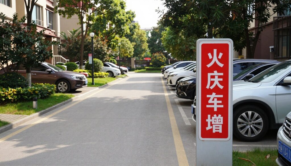 A clear view of a designated fire road within a residential community, marked with distinctive red and white signs indicating "Fire Lane," positioned in the foreground. In the middle ground, several parked cars are visibly placed incorrectly along the lane, emphasizing the need for proper signage. The background features a well-maintained communal property with trees and residential buildings, creating a balanced setting. Soft, natural sunlight filters through the leaves, casting gentle shadows on the pavement. The atmosphere is serious yet calm, underscoring the importance of adherence to fire lane regulations for safety. Use a wide-angle lens to capture the entire scene, ensuring all elements are distinct and professional. A clear view of a designated fire road within a residential community, marked with distinctive red and white signs indicating "Fire Lane," positioned in the foreground. In the middle ground, several parked cars are visibly placed incorrectly along the lane, emphasizing the need for proper signage. The background features a well-maintained communal property with trees and residential buildings, creating a balanced setting. Soft, natural sunlight filters through the leaves, casting gentle shadows on the pavement. The atmosphere is serious yet calm, underscoring the importance of adherence to fire lane regulations for safety. Use a wide-angle lens to capture the entire scene, ensuring all elements are distinct and professional.